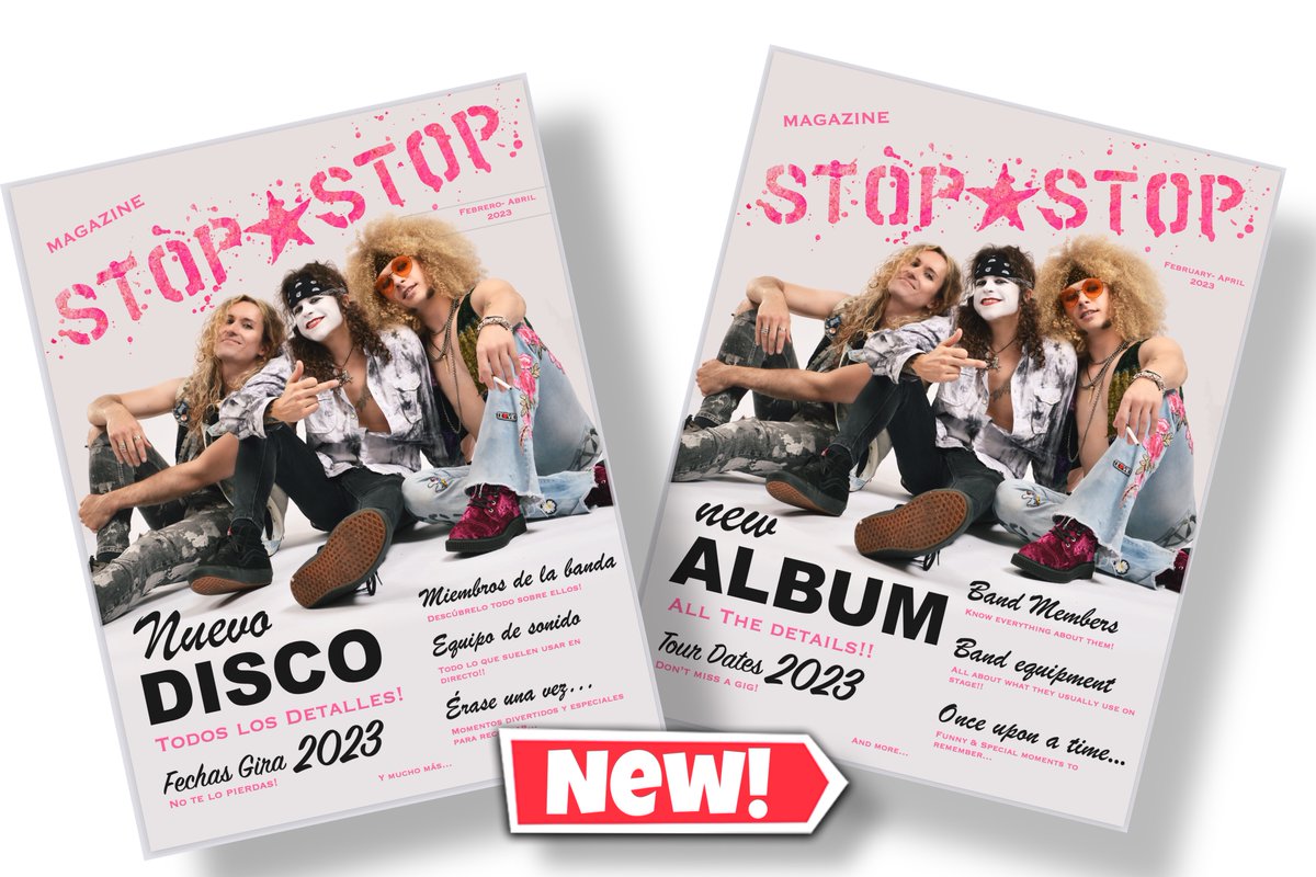 NEW!!! Now you can download the new Stop,stop! magazine on our web store. Where you can find out all the news, concerts and curiosities about the band! You will have one available every 3 months!!
It's free! 
stopstoptheband.com/online-store