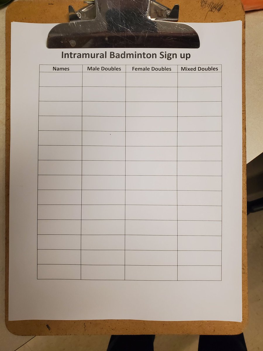 Anyone interested in the intramural (lunchtime badminton) starting next Monday February 6th, please see Mr. Power or Mr. Desai by this Friday at the latest!!! 🏸🏸🏸
<a href="/HolySpiritHS/">Holy Spirit High</a>