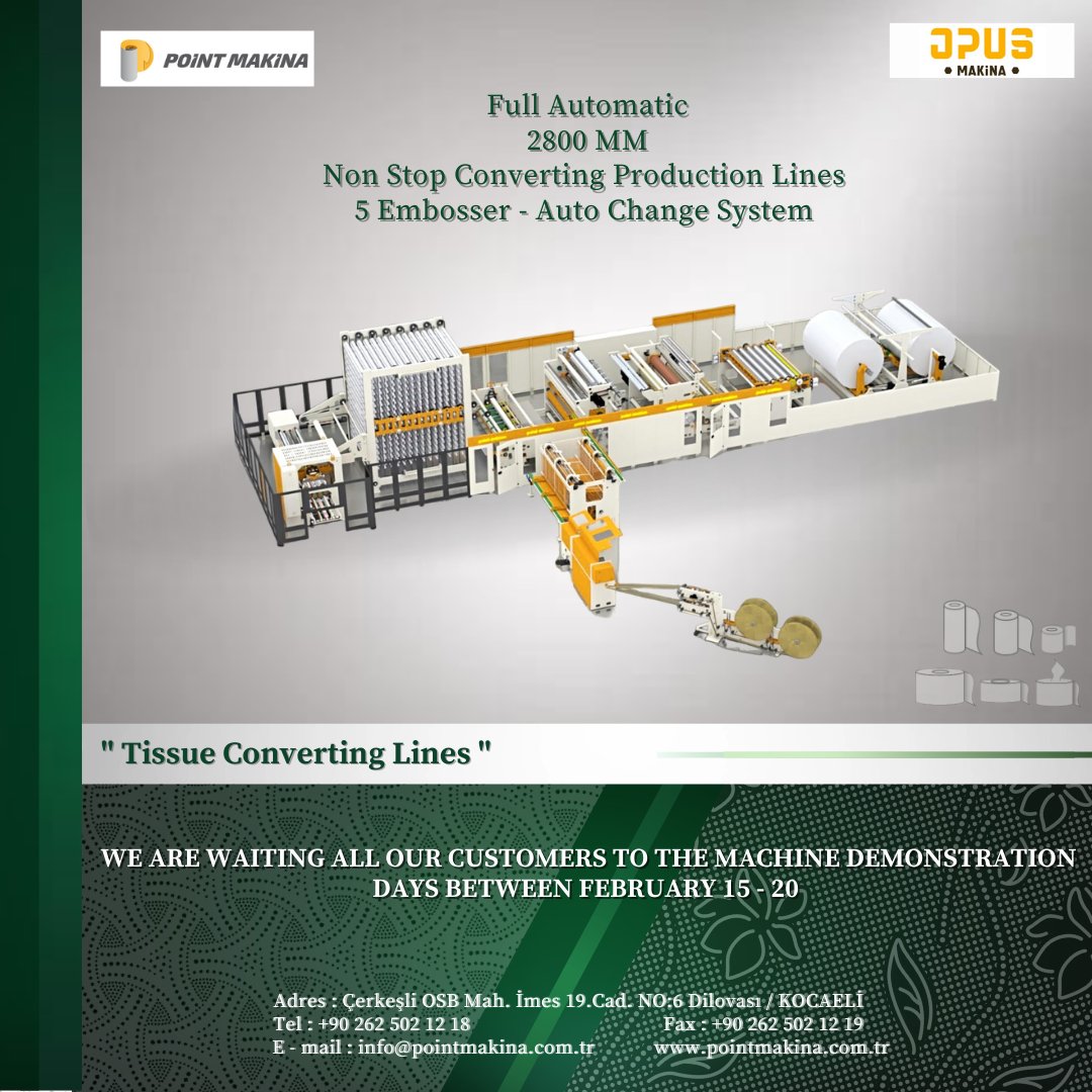 opusmakinatr's tweet image. We are waiting for you, valued customers, to participate in the advertising days of the machines on the 15th to the 20th of February.
#tissuepapermachine #tissuepapermill #tissuepapermachinemill #tissueindustry #embossing #technology #innovation