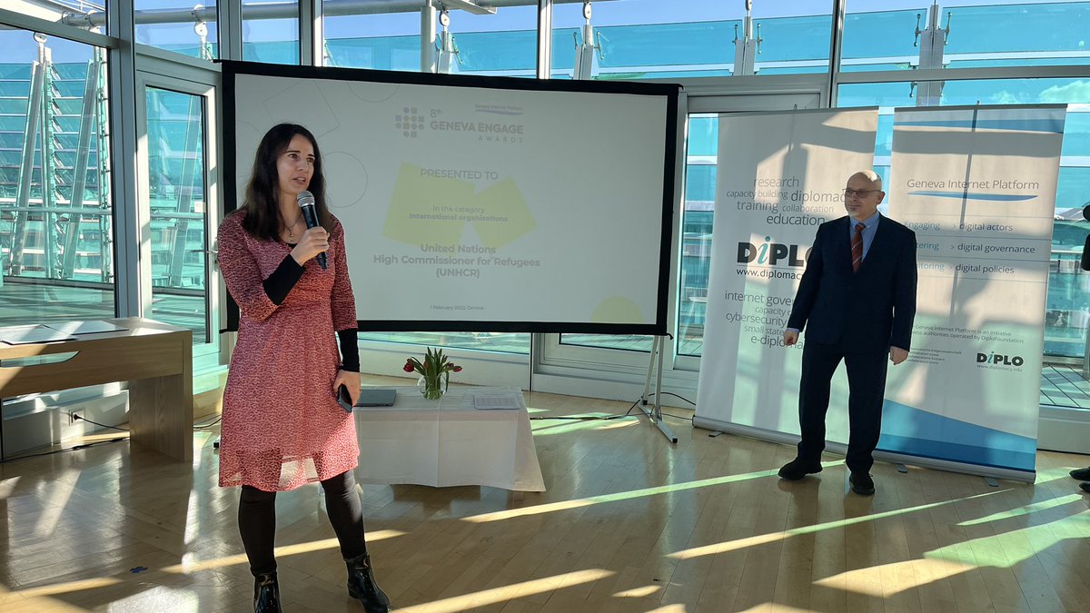 BeaFrey's tweet image. Proud to accept the #GenevaEngage Award on behalf of my talented team. I’m so grateful for their creativity, expertise and dedication to tell @Refugees stories with refugee voices, and content specifically made for various social media platforms.