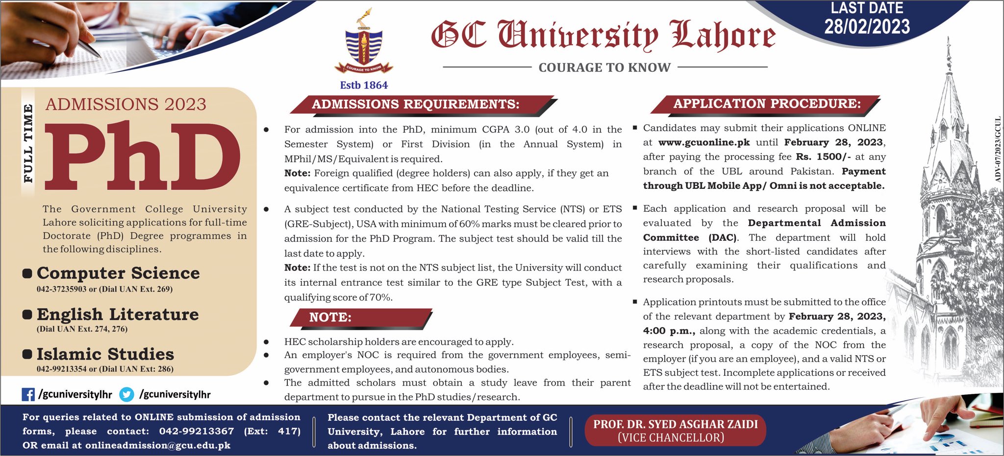 University of Lahore Admission 2023 