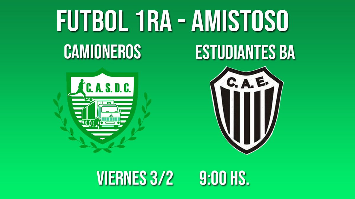 casdcamioneros's tweet photo. ⚽️ #Fútbol 🛑 En DIRECTO 
🏆 Amistoso
➡️ Camioneros vs. Estudiantes Bs. As.
🏟 Estadio Hugo Moyano 
🗓 Viernes 3/2
🕣 Hora: 9
🎬 Link: https://t.co/fEg5Xc7RvP…
➡️ Redes:
📱https://t.co/Aq82BrbcpF 
📱https://t.co/oZ3NUJSjyg
📱https://t.co/HFbC5GCt9N 
📱https://t.co/gYDFEGgp9i https://t.co/mitkdA7vzL