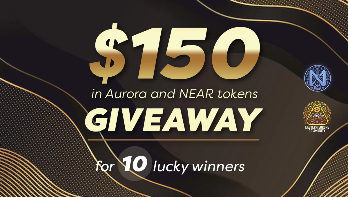 Aurora Eastern Europe Community (@aurora_is_near) on Twitter photo 🎉 Aurora Eastern Europe x NEAR Native Community #Giveaway
🎁 $150 in AURORA and NEAR tokens for 10 lucky winners
💁🏻♂️How to join:
- RT, Like and Tag 3 friends
- Follow <a href="/Aurora_is_near/">Aurora Eastern Europe Community</a> + <a href="/near_protocol/">NEAR Native Community</a>
Winners will be announced in 72 hours!
Good Luck! 🎉 Aurora Eastern Europe x NEAR Native Community #Giveaway
🎁 $150 in AURORA and NEAR tokens for 10 lucky winners
💁🏻♂️How to join:
- RT, Like and Tag 3 friends
- Follow <a href="/Aurora_is_near/">Aurora Eastern Europe Community</a> + <a href="/near_protocol/">NEAR Native Community</a>
Winners will be announced in 72 hours!
Good Luck!
