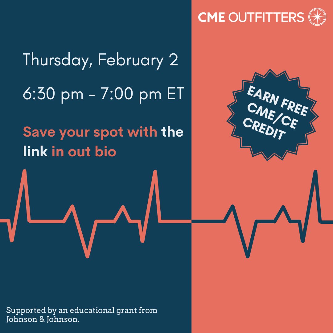 cmeoutfitters's tweet photo. Join @DrMonicaPeek, @drrachelmbond, & @uressienmd, TOMORROW Feb 2 @ 6:30p ET to discuss Real-World Tactics to Address #HealthInequities in #Cardiology.
Save your spot & Earn FREE #CME/#CE creditsπ https://t.co/18ROoXkKZM
#MedEd4Equity #CardioTwitter #MedTwitter https://t.co/l5IeYyMRan