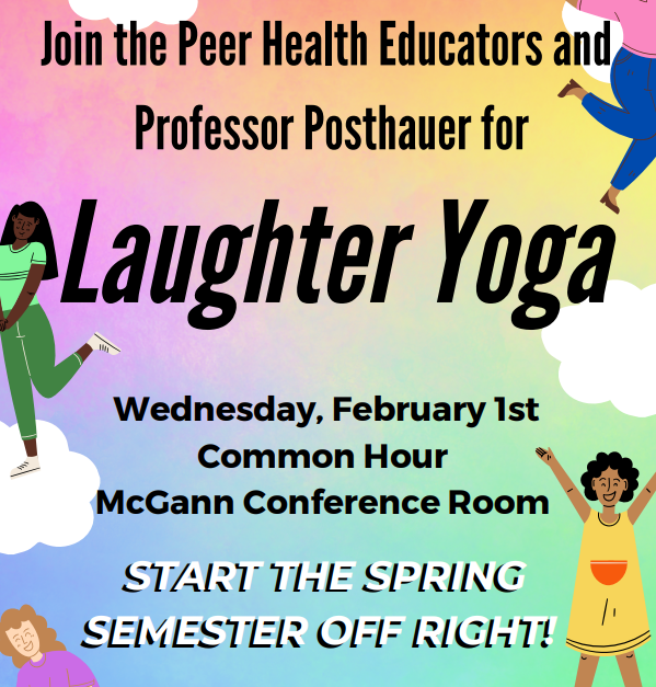 Looking for a way to let go? Relax? Fina joy today? Join us during common hour in the McGann for Laughter Yoga with Dr. Posthauer! 
#sjli #sjny #sjliwellness #laughteryoga