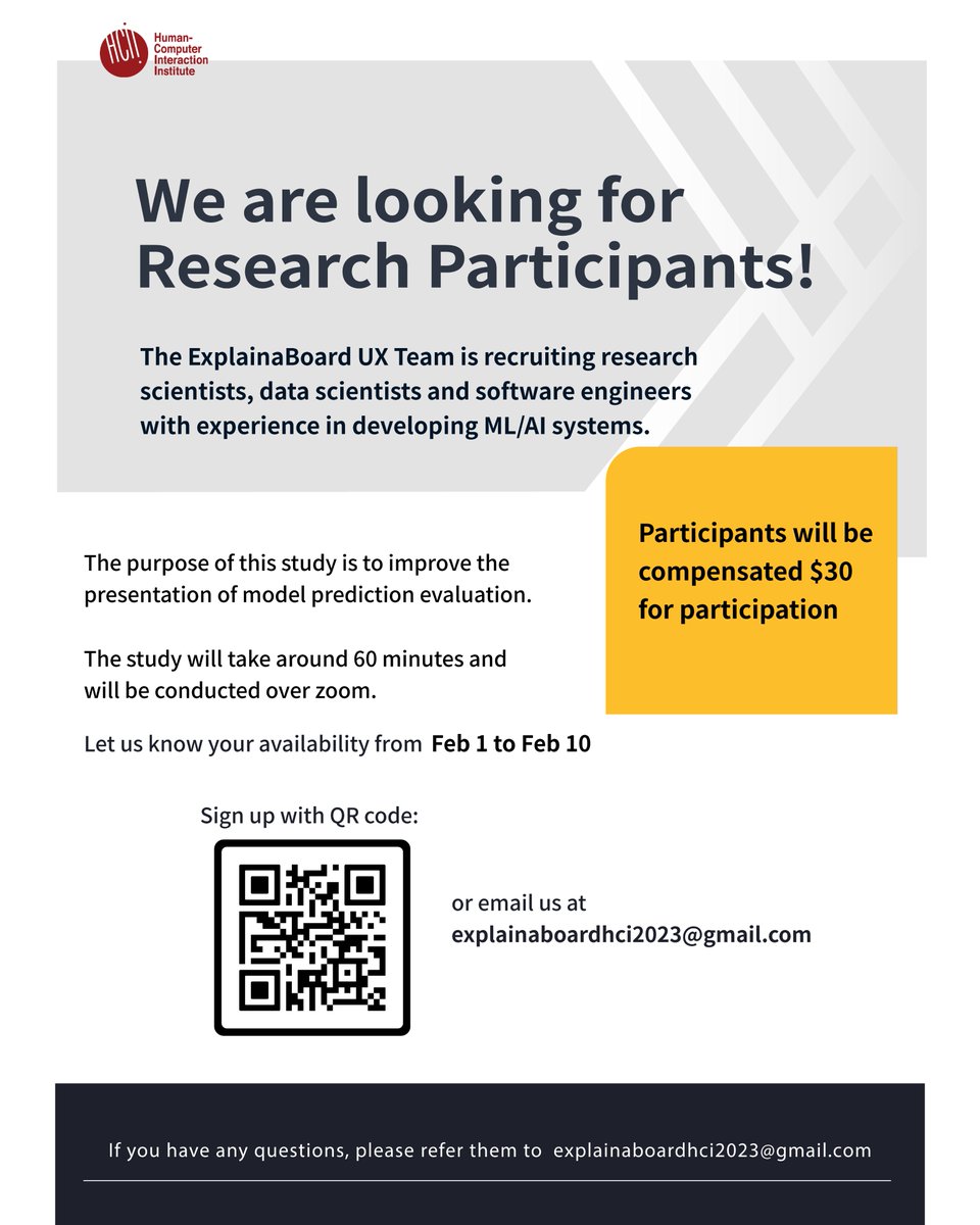 I'm working with the CMU Human-Computer Interaction Institute to make it easier to explore and understand the output of AI systems🔍 If you're a research/data scientist evaluating these systems in industry, please consider joining our (compensated) study: docs.google.com/forms/d/e/1FAI…