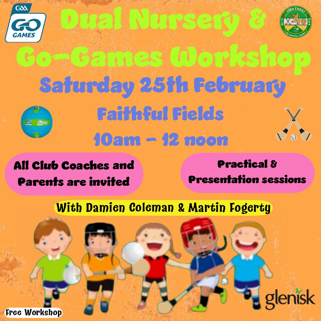 Offaly_GAA's tweet image. Offaly GAA&apos;s Coaching &amp;amp; Games are holding a dual nursery and go games workshop on Saturday, February 25th, in the Faithful Fields. All coaches and parents are welcome to attend. This is open to everyone, so please share. Just fill in the form below. forms.office.com/e/VWLn9Pca7d