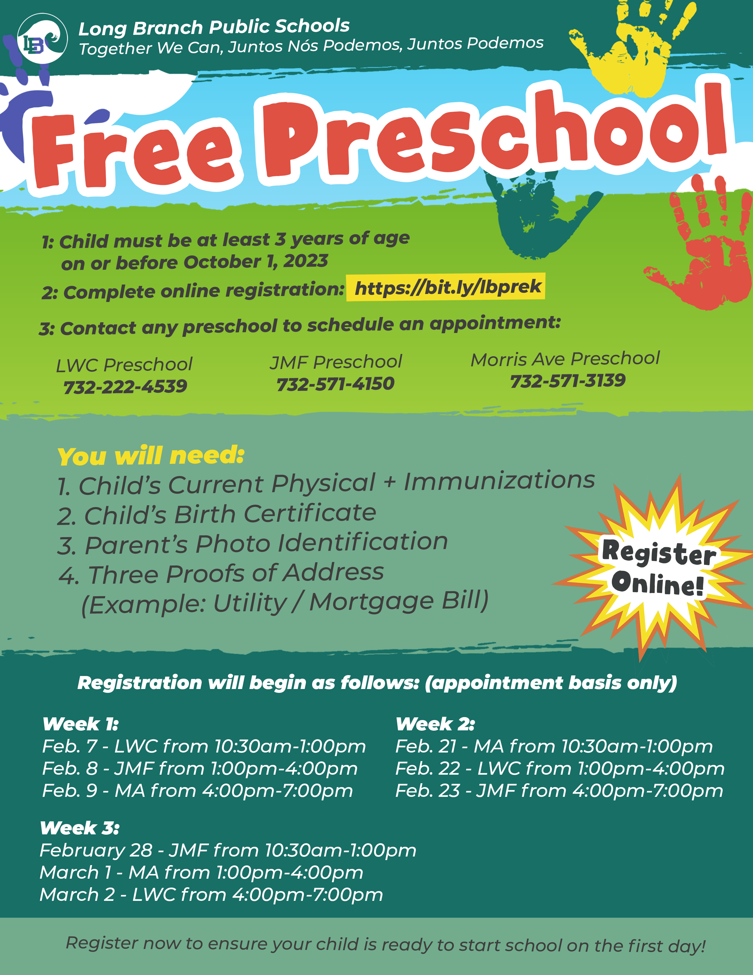 Long Branch Public Schools on Twitter "Enroll your little one today