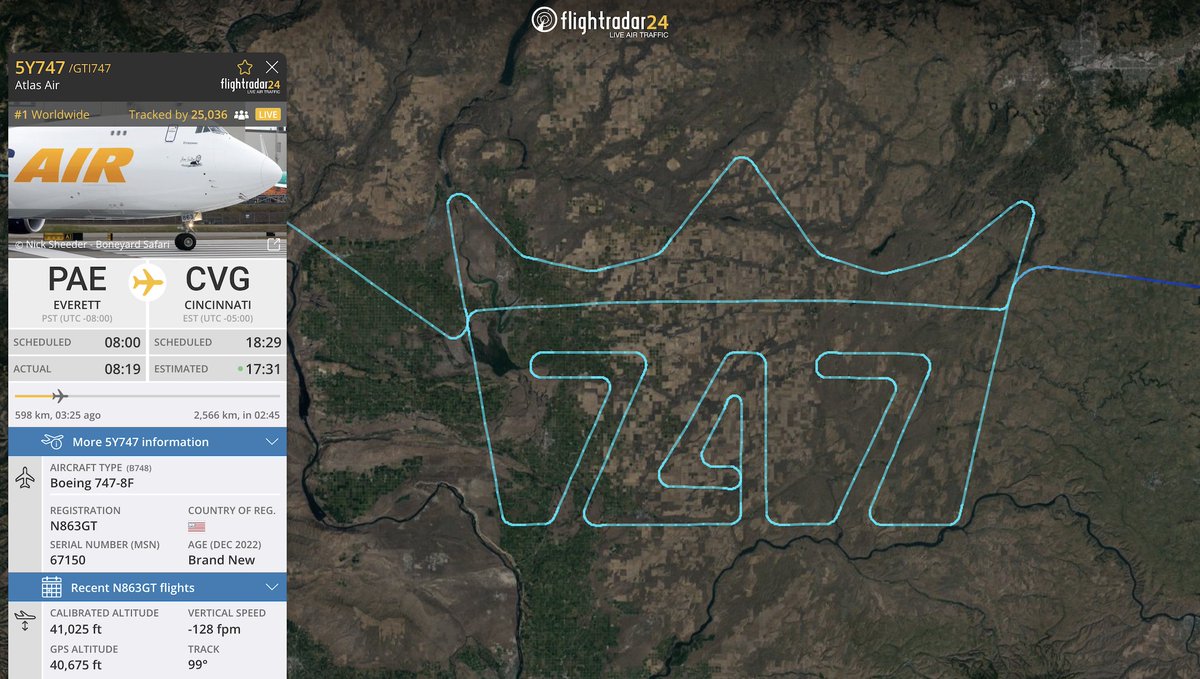 Well done to the <a href="/AtlasAirWW/">Atlas Air Worldwide</a> pilots! Now off to haul some cargo. flightradar24.com/GTI747/2f0b1162