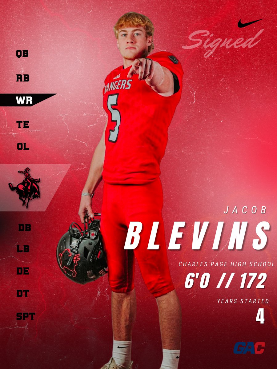 Ranger Football (@nwosufootball) on Twitter photo Welcome Wide Receiver Jacob Blevins <a href="/SSfootball18/">Jacob Blevins</a> out of Charles Page to the Ranger Family!
#RRR Welcome Wide Receiver Jacob Blevins <a href="/SSfootball18/">Jacob Blevins</a> out of Charles Page to the Ranger Family!
#RRR