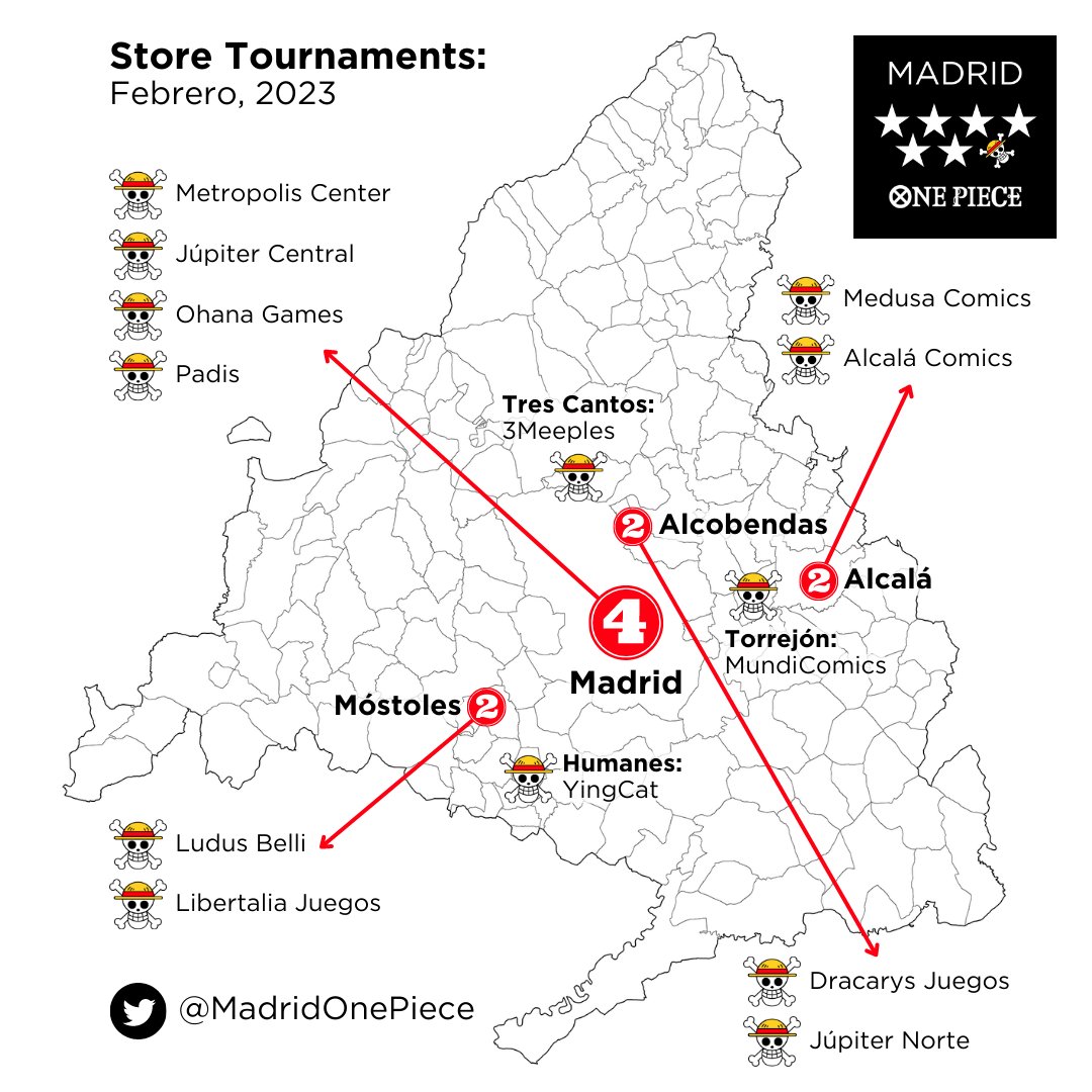 🏴‍☠️ Ya está aquí Febrero con su correspondiente hilo de Store Tournaments de #OnePieceCardGame en la Comunidad de Madrid.