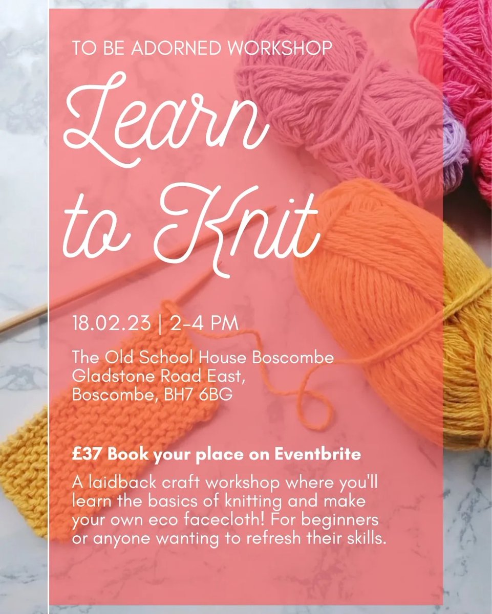 To Be Adorned (@tobeadorned) on Twitter photo Wanna learn a practical life skill to up your slow fashion game? 🧶✨
I'm hosting a Learn to Knit workshop at <a href="/TOSHBoscombe/">The Old School House</a> this month! Book a spot here:
eventbrite.com/e/learn-to-kni… Wanna learn a practical life skill to up your slow fashion game? 🧶✨
I'm hosting a Learn to Knit workshop at <a href="/TOSHBoscombe/">The Old School House</a> this month! Book a spot here:
eventbrite.com/e/learn-to-kni…