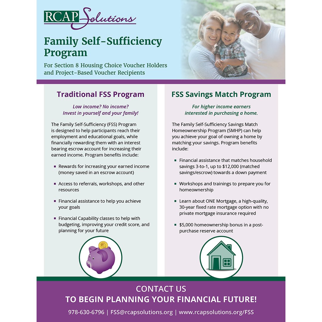#ProgramSpotlight: The Family Self-Sufficiency (FSS) Program is a 5-year program which provides supportive counseling, financial education, and credit success workshops to Housing Choice Voucher holders.

To get started, visit 👉 rcapsolutions.org/FSS/

#RCAPHousingHelp
