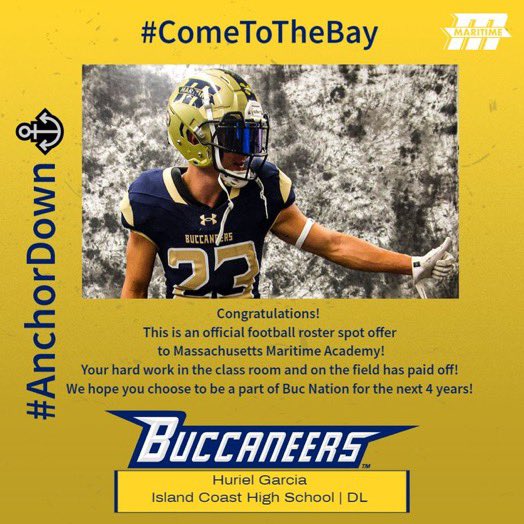Huriel Garcia (@hurielgarcia4) on Twitter photo After a great conversation with <a href="/Coach_Latimer/">Jackson Latimer</a> and <a href="/CoachCameronMMA/">Jeremy Cameron</a> I’m blessed to receive an offer from Massachusetts Maritime🙏
<a href="/CoachBurnett93/">Coach CB🇯🇲🏈</a> <a href="/CoachRene7/">Mike</a> <a href="/CoachTJones89/">Coach T Jones</a> After a great conversation with <a href="/Coach_Latimer/">Jackson Latimer</a> and <a href="/CoachCameronMMA/">Jeremy Cameron</a> I’m blessed to receive an offer from Massachusetts Maritime🙏
<a href="/CoachBurnett93/">Coach CB🇯🇲🏈</a> <a href="/CoachRene7/">Mike</a> <a href="/CoachTJones89/">Coach T Jones</a>