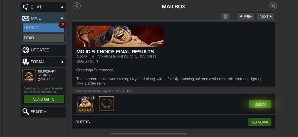 seatinmol's tweet photo. Did everyone just get a free 5 Star Mojo or just Cavalier-Thronebreaker!?? @MarvelChampions https://t.co/hzquyzrmpv