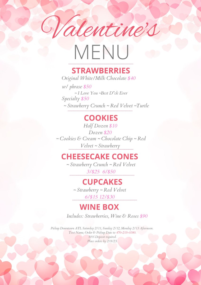 SierrasSweetLay's tweet photo. Valentines Day Menu 💕 https://t.co/8WakqrGqyx
