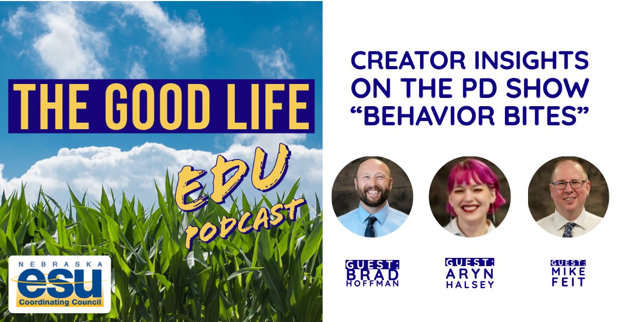 NEW on #TheGoodLifeEDU: Learn about the "Behavior Bites" YouTubers from <a href="/ESU2_NE/">ESU2</a> - Brad Hoffman, Michael Feit &amp; Aryn Halsey! Listen for the story of their message &amp; creative process!
⬇️🤩 🎧 ⬇️
👂Apple bit.ly/TheGoodLifeEDU
👂Spotify bit.ly/thegoodlifeedu
#ESUCC #podcastedu