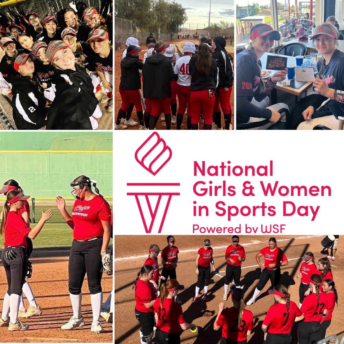 Today we celebrate National Girls & Women in Sports Day! 🤍 
⛹🏻‍♀️🤼‍♀️🤾‍♀️🤽‍♀️🏌️‍♀️🏊‍♀️
Keep inspiring the next generation of female student-athletes! #GirlsWithGame 
#NGWSD #LeadHerForward #TitleIX #NGWSD2023 #Hype18Gold 🥎