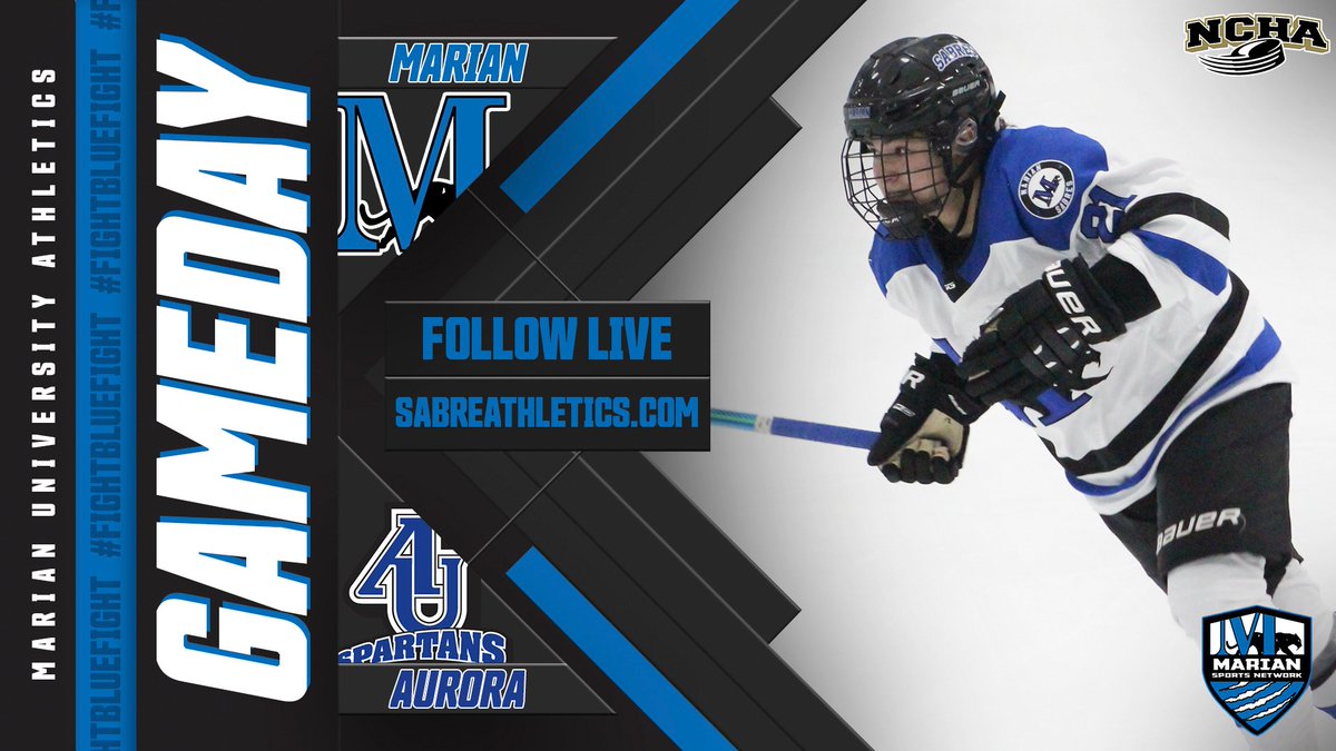 #GAMEDAY! <a href="/MarianWHockey/">Marian University Women’s Hockey</a> closes out its series with (RV) Aurora before hitting the road for three straight games! #FightBlueFight

📍- Blue Line Family Ice Center
⏰- 3 PM
💻-  tinyurl.com/yc8t6rvg
📈- tinyurl.com/2b5oteor
📰- tinyurl.com/23mr76ps
