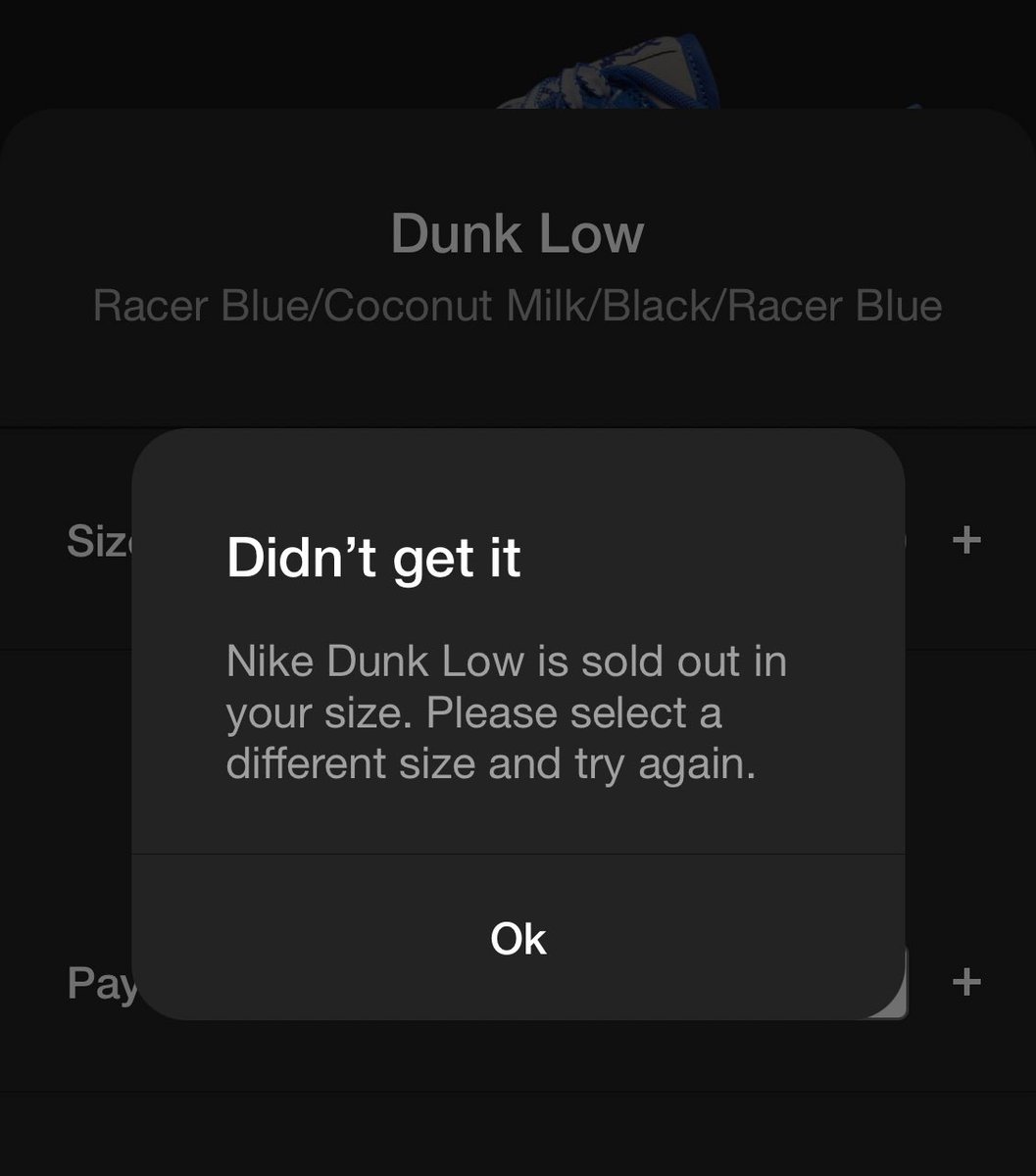 crypto_snkrC's tweet photo. @snkr_twitr Same stupid message.  Is this accurate? Or is it just the app not working as always? https://t.co/YWO0EgdCgf