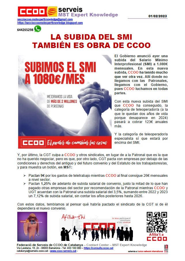 ¡LA SUBIDA SALARIAL TAMBIÉN ES OBRA DE CCOO!
⁦<a href="/c_center_ccoo/">CONTACT CENTER CCOO</a>⁩ ⁦<a href="/ContactCCOO_cat/">Contact Center Catalunya - CCOO</a>⁩ ⁦<a href="/ccoo_serveiscat/">CCOO Serveis Catalunya</a>⁩ ⁦<a href="/cgttelem/">Sector Federal de Telemarketing de la CGT</a>⁩