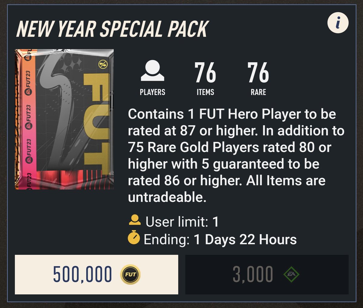 futradingempire's tweet image. The university exam went well today, so I‘m in a good mood to give 1 of you the FIFA points for the 500 pack!👀🔥
Just Follow + retweet and I‘ll DM one of you. Good luck🔥