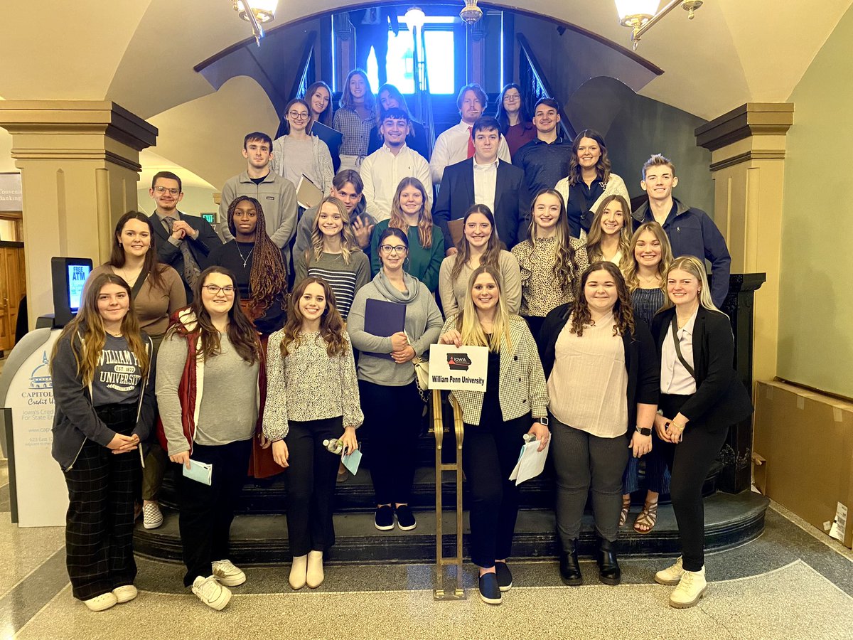 Several Education students attended the IACTE Day at the Capitol today to advocate for the profession of teaching. They engaged with dialogue with many legislators and shared thoughts on addressing the teacher shortage in Iowa. #WMPennEd