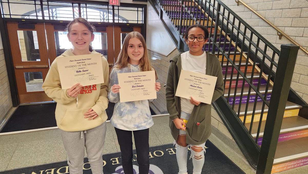 January students of the month! 🟣🟡 Very proud of these junior high students 🎉🎉 <a href="/ClydeSavannah_/">Clyde-Savannah CSD</a>