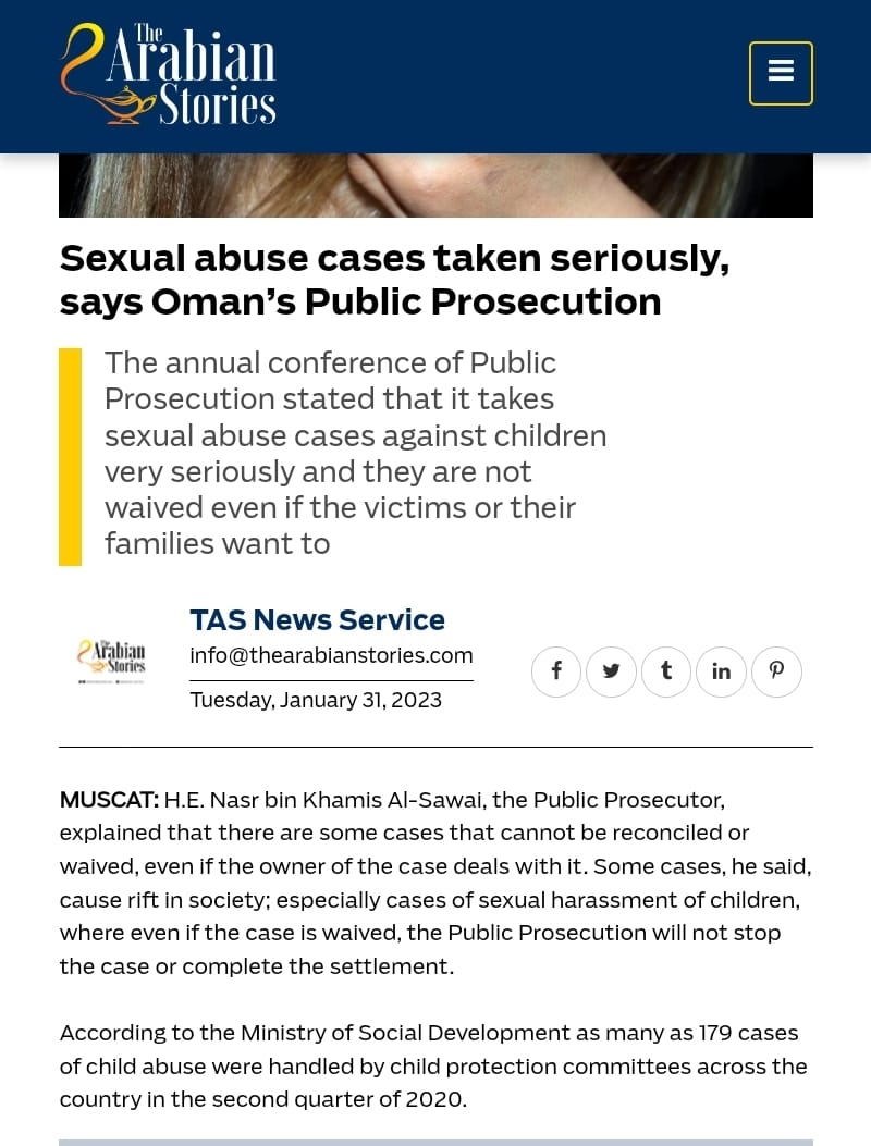 The Many Reasons to Publicly Address #childsexualabuse
#Jounalism
#Oman
@thearabianstories