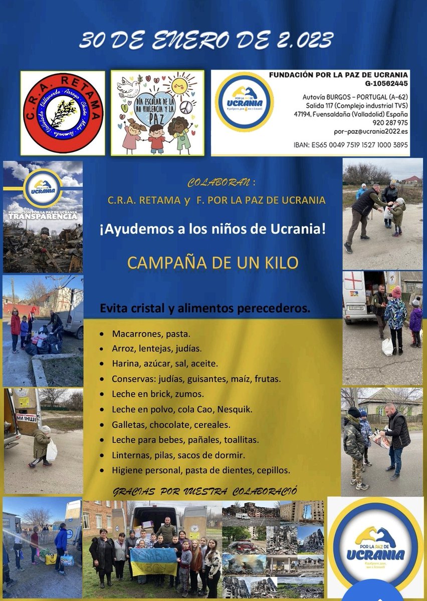 craretama's tweet photo. Una vez más, los @retameros 🧑 y @retameras 👧 muestran su lado más solidario🔝😊, esta vez en favor de la 🇪🇸Fundacion Por La Paz En Ucrania 🇺🇦. Gracias a todos por los productos donados 👏👏👏  @educacyl @escuellar_es https://t.co/tt2om8lt97
