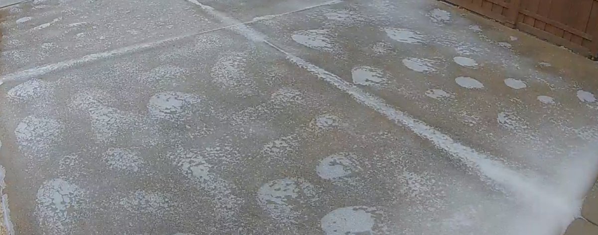 cheezmo's tweet photo. @wfaaweather Any idea why our driveway and streets look like this? The circles. https://t.co/jbvM7AQQrb