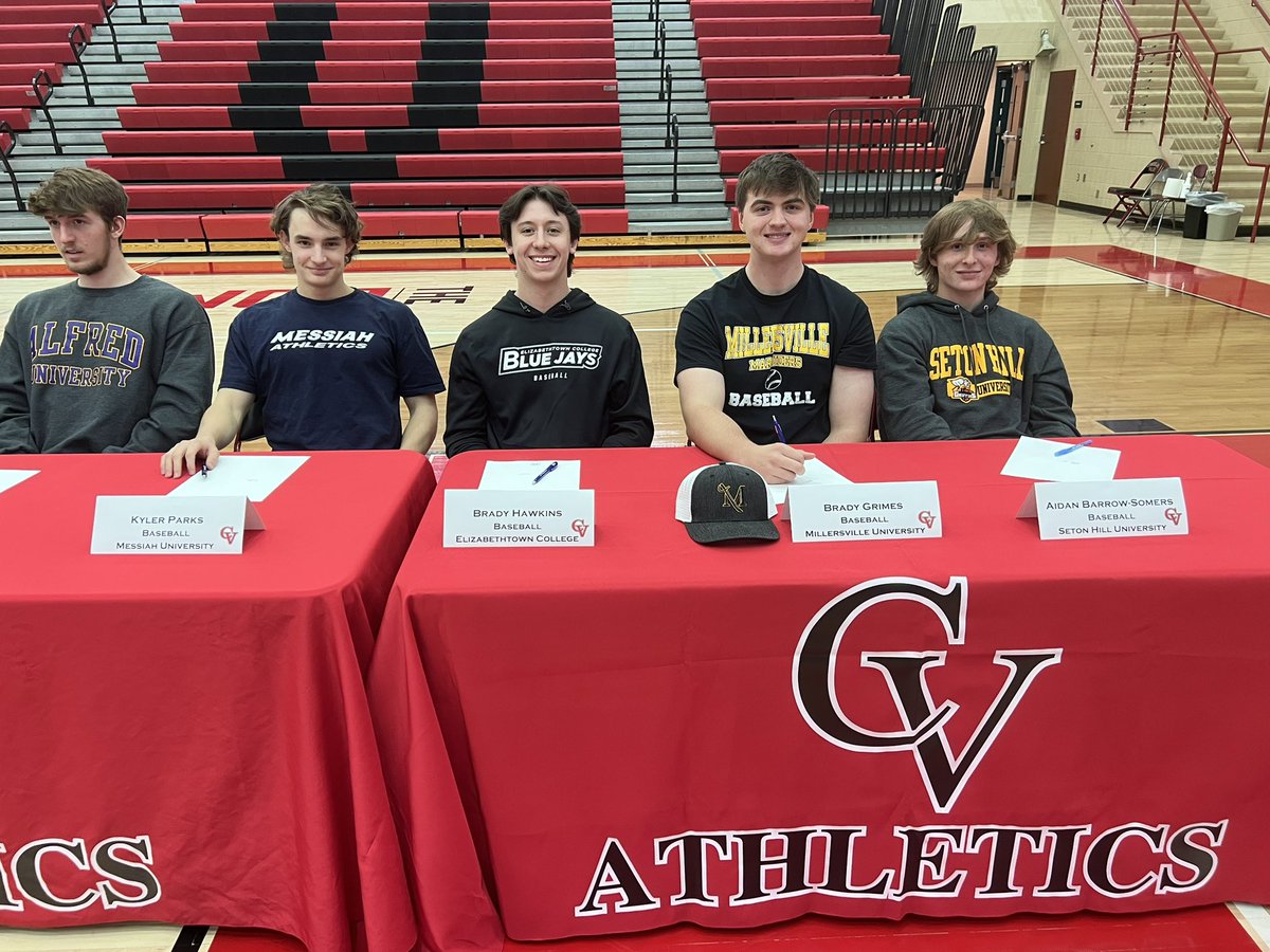 CVHSDC's tweet photo. Congratulations to our student athletes, who have committed to continue their love of the game at the next level. Brady, Brady, Kyler and Aiden! Love our guys! https://t.co/88yPqwxWlN