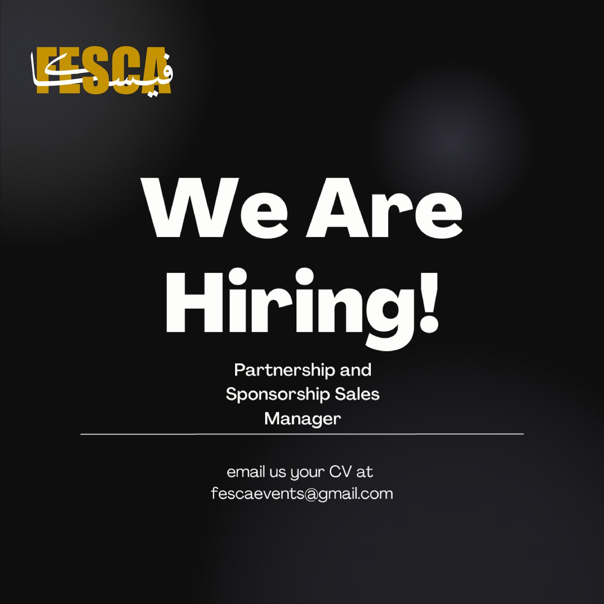 FESCA_JO's tweet photo. We are hiring a Partnership &amp; Sponsorship Sales Manager, check the link and join our dream team!

https://t.co/P2KJmEMOol https://t.co/8Lk2EqRS2p