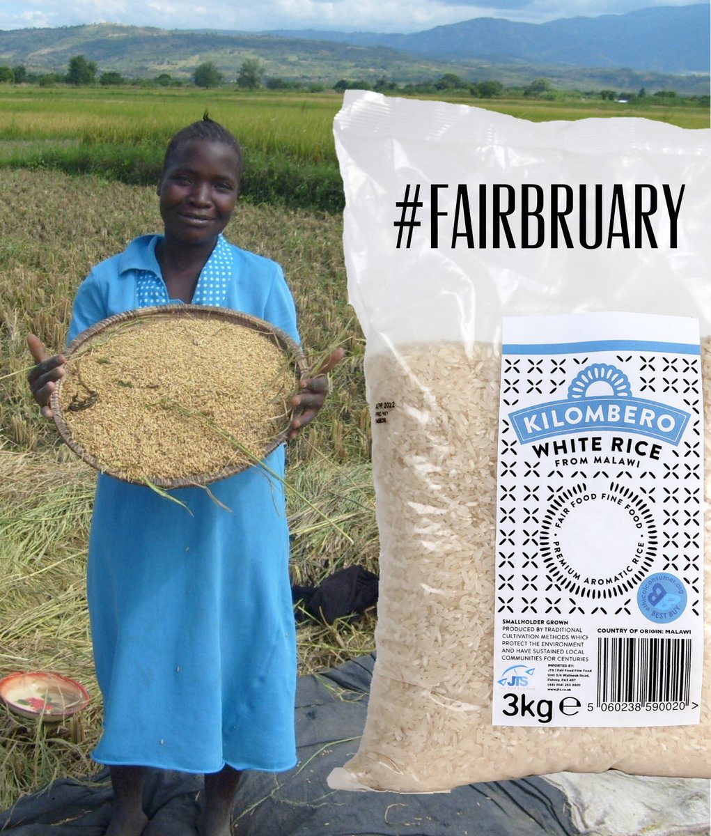 In #Fairbruary we celebrate #FairTrade products and producers in the global south. We’re starting with our award-winning Kilombero Rice from Malawi. Choosing this rice ensures growers get a fair deal and you get a great quality product. Ask for it at your local Fair Trade shop.