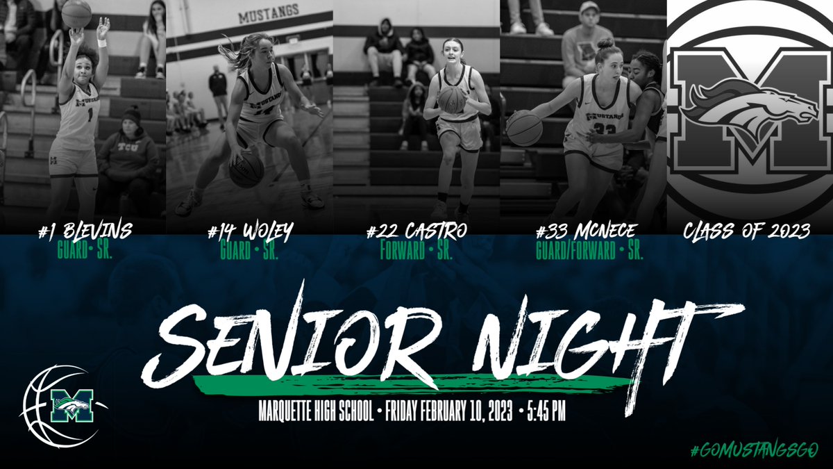 Come Celebrate Senior Night February 10th 5:45 pm! Mark it Down!  #GoMustangsGo <a href="/tarynb2121/">Taryn Blevins</a> <a href="/VMcnece/">Violet McNece</a> <a href="/ellacastroo_/">Ella Castro</a> #Woley