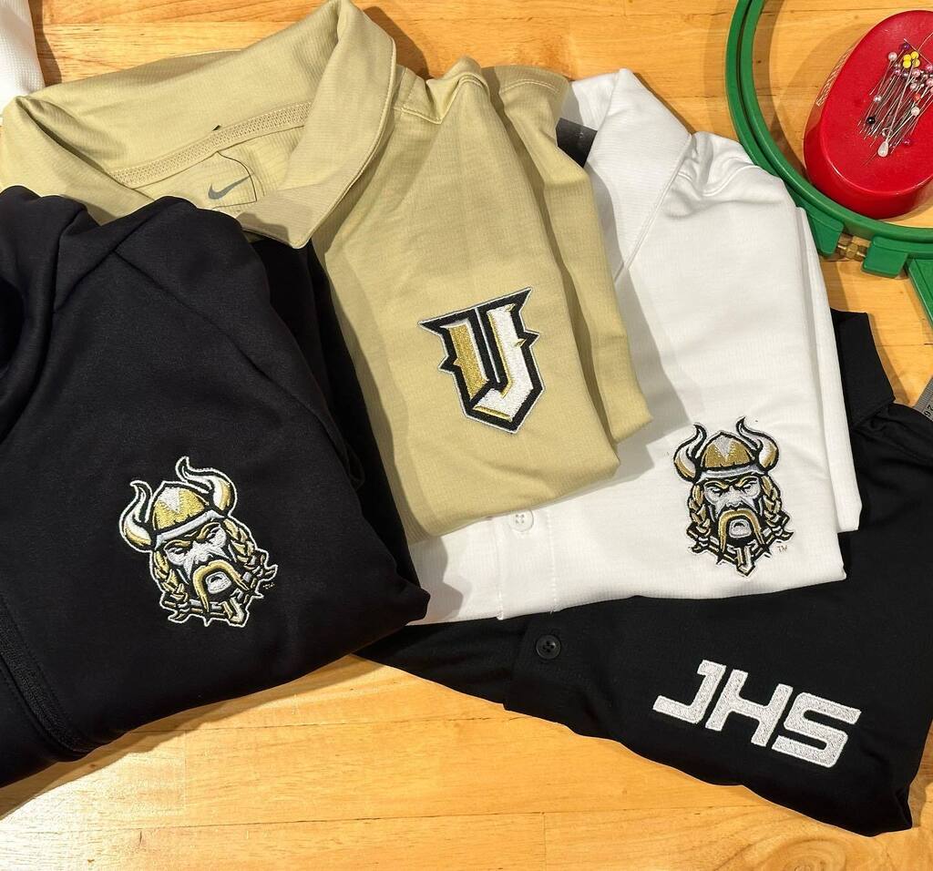 designsonyoucom's tweet photo. Always glad to do some special @jaspervikingathletics Official Merchandise. We can embroider official logos on our merchandise or yours. 

#govikes #shoplocal https://t.co/bTbEawLPZb https://t.co/AjQCPLfgvu