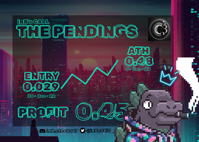 AYO! 👑
Throwback <a href="/thependings/">The Pendings</a> Call 👇

📢 CALL -> 0.029
🎯 EXIT ->  0.48
---
💰 PROFIT = 0.451

This was a quick one (1 Week Flip) 

#NFT #NFTs #NFTCommunity #NFTCommmunity #NFTAlphaCall  #NFTsales