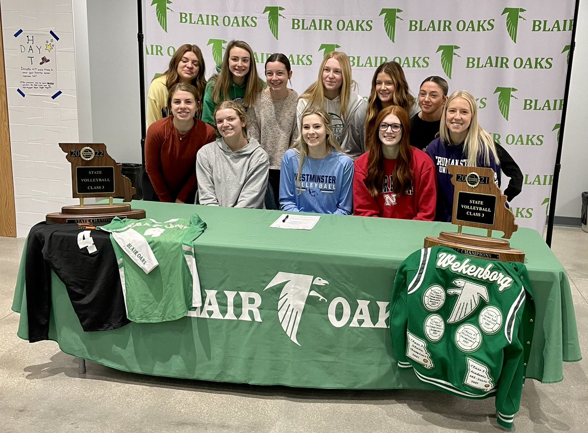 Blair Oaks volleyball state champion Anna Wekenborg will continue her academic and athletic career at
Westminster College. @BlairOaksVB <a href="/WC_BlueJays/">WestminsterAthletics</a>