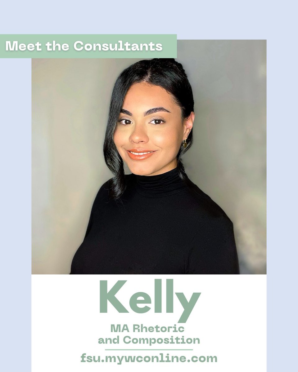 Hey everyone, say hi to Kelly! She is a consultant here at the Digital Studio and the Communications Coordinator. 💻 ✨She has experience with Wix, Weebly, Canva, Photoshop, inDesign, and IMovie. Meet with us now, link in bio. 🔗 #DigitalDesign #FSU #FSUEnglish #RWC