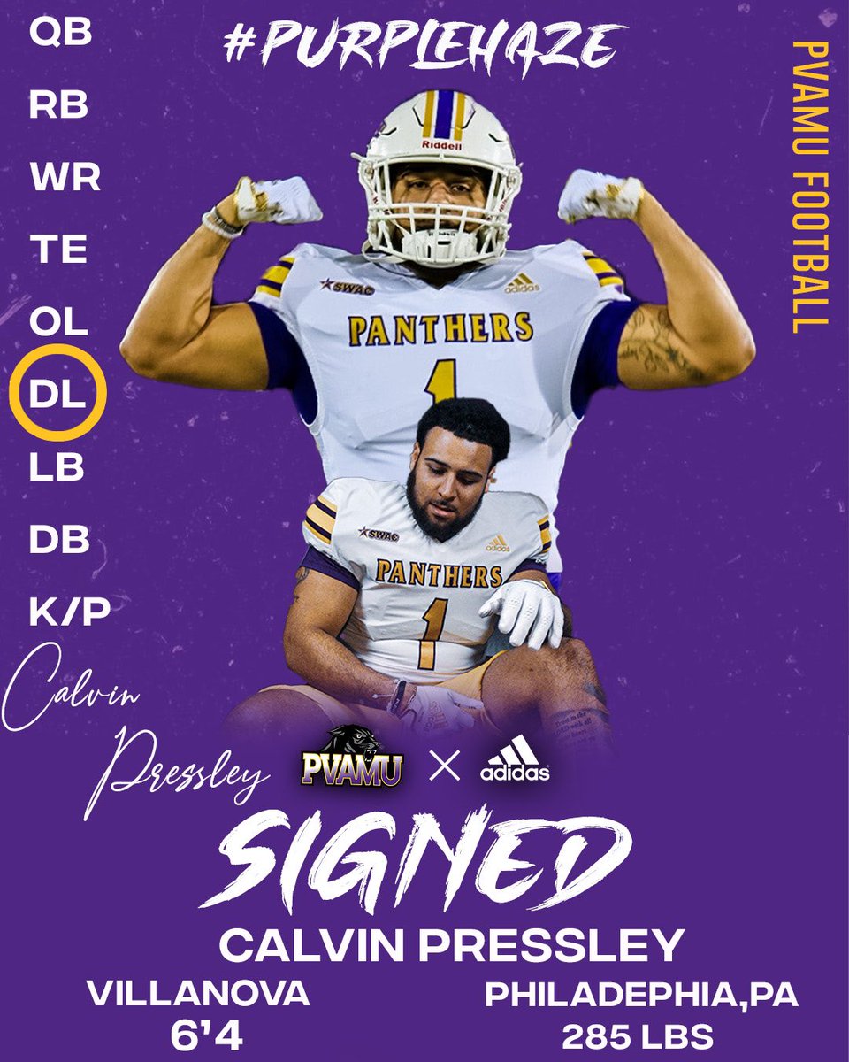 pvamufb_'s tweet photo. 🟣SIGNED🟡
Welcome to the Hill, @cj_pressley 😈

 #SigningDay | #PVAMUFootball https://t.co/hpTWpjX8wY
