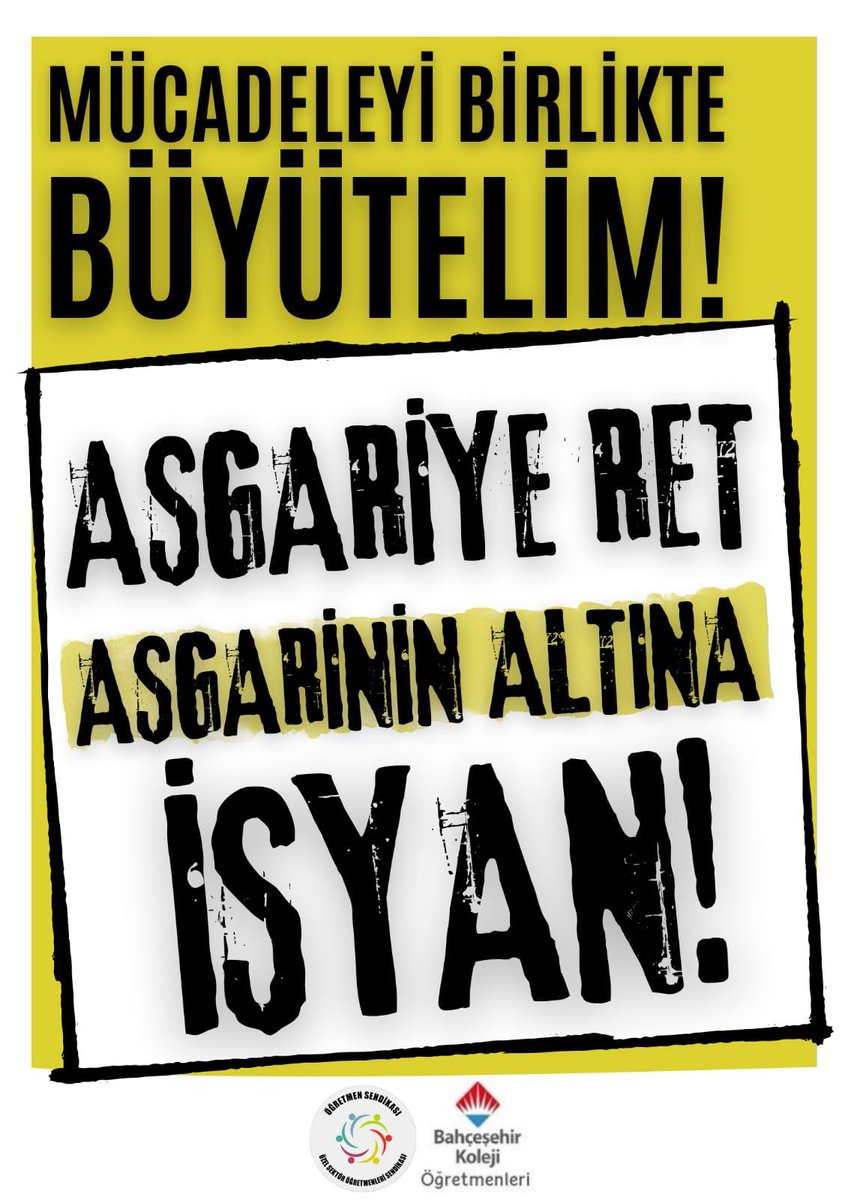 ◾#BahçeşehirKolejindeAsgariyeİsyan
Final Okullarında Asgariye İsyan
Uğur Okullarında Asgariye İsyan
Nazmi Arıkan Okullarında Asgariye İsyan
Okyanus Okullarında Asgariye İsyan
◾ Tüm özel öğretim kurumlarında asgari ücret düzenine karşı iş bırakmayı örgütlemeye adım adım!