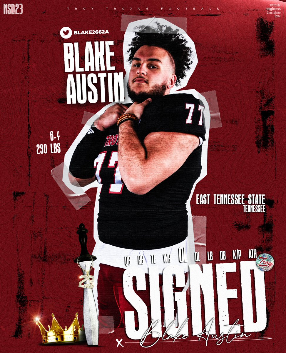 Continuing to build up front with our mid-year transfers ... welcome, Blake Austin to the Family! #RiseToBuild | #OneTROY | #TroyNSD23 ⚔️🏈