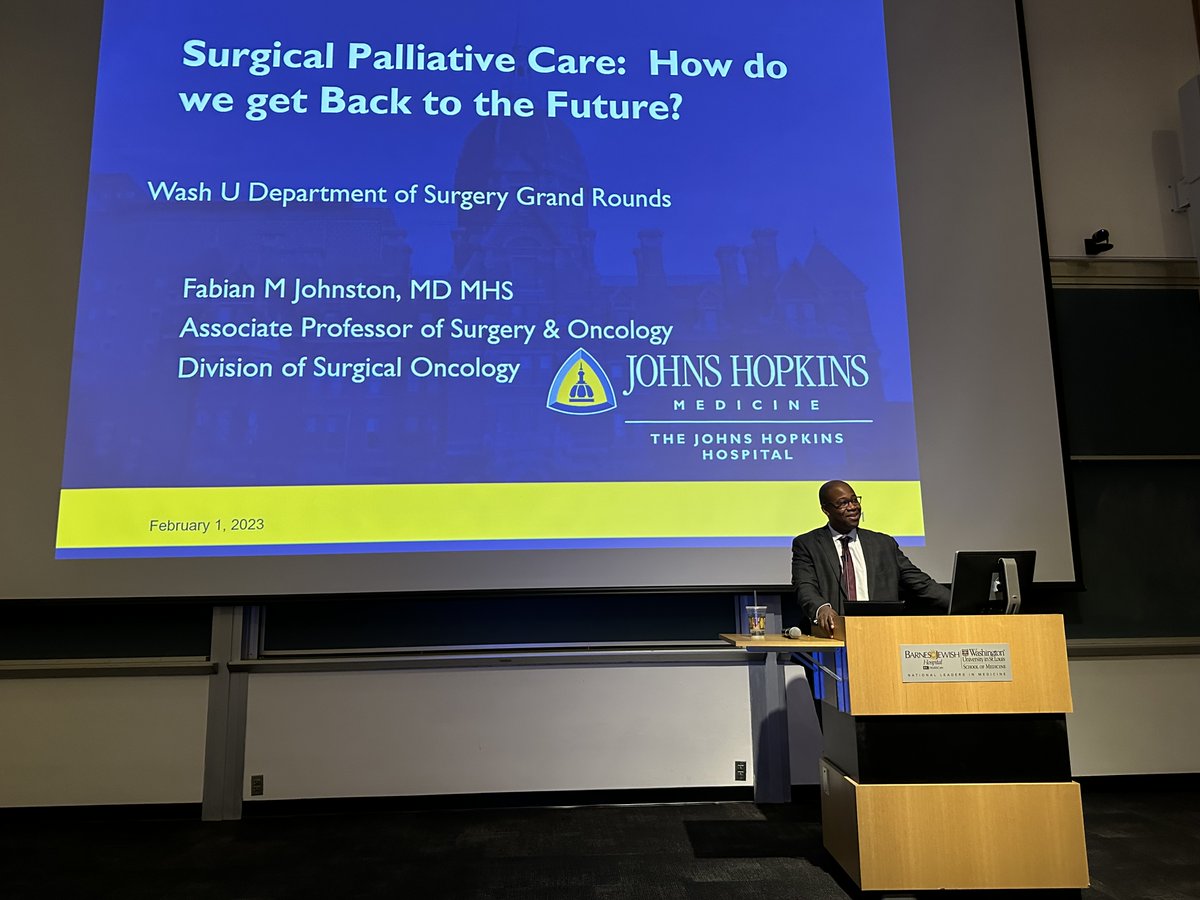 Great <a href="/WashUSurgery/">WashU Medicine Department of Surgery</a> grand rounds presentation this morning on surgical palliative care by ⁦program alum Dr. Fabian Johnston!