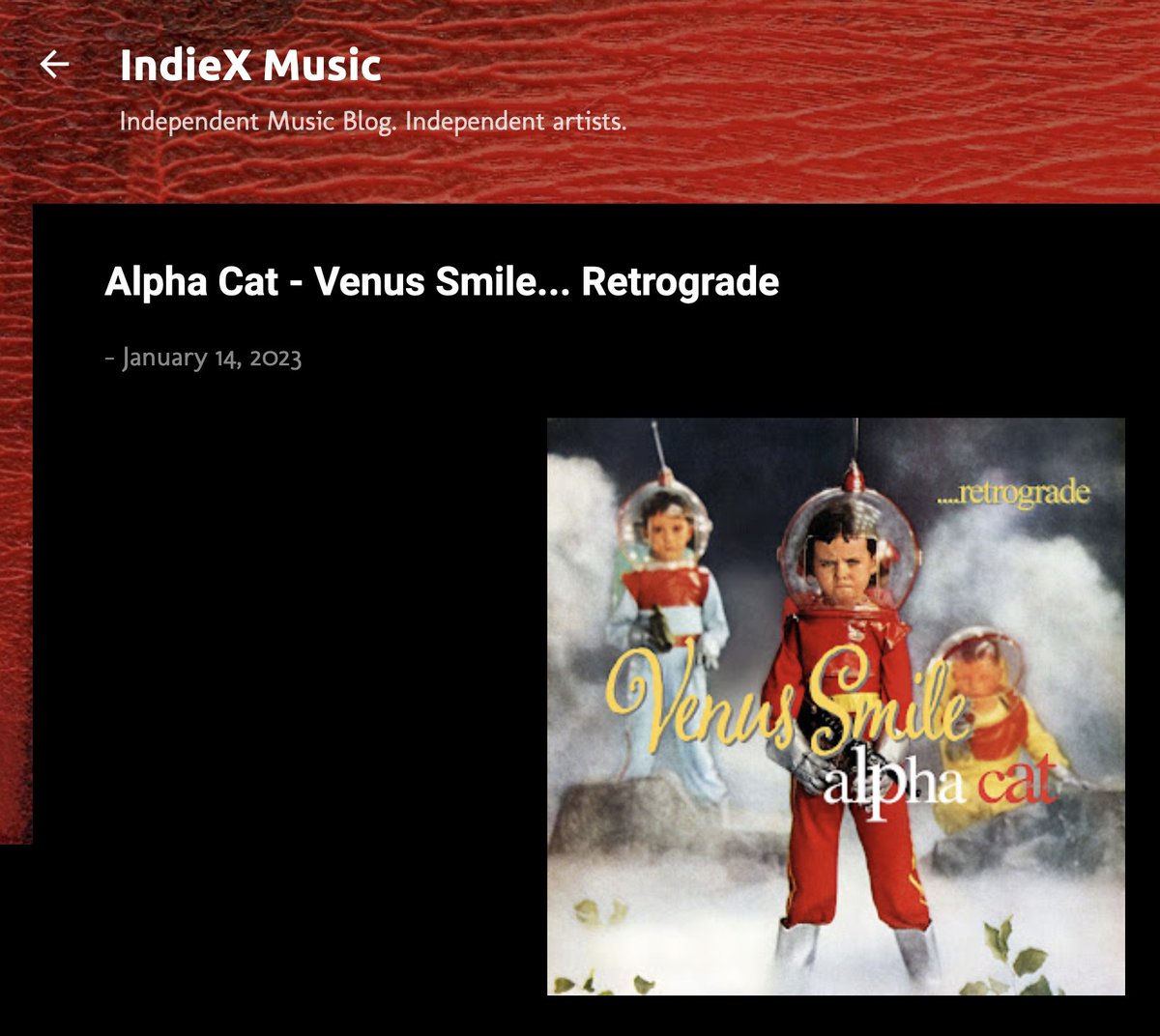 AlphaCatBand's tweet photo. IndieX Music Review!
Thanks to IndieX for their kind review. More to come!
https://t.co/znofKWQAMc
#IndieX#AlphaCat#AlphaCatBand#VenusSmileRetrograde#indierock#indiepop#altrock#altpop#Americana#ElizabethMcCullough https://t.co/q7b93QnnZt