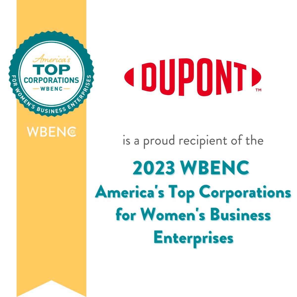 We’re proud to be among 2023 America’s Top Corporations for Women’s Business Enterprises by <a href="/WBENCLive/">WBENCLive</a>. We thank our women-led suppliers who empower us to achieve equity in our supply chain &amp; we'll continue to prioritize DE&amp;I, growth, &amp; innovation. dptn.ws/60143569n