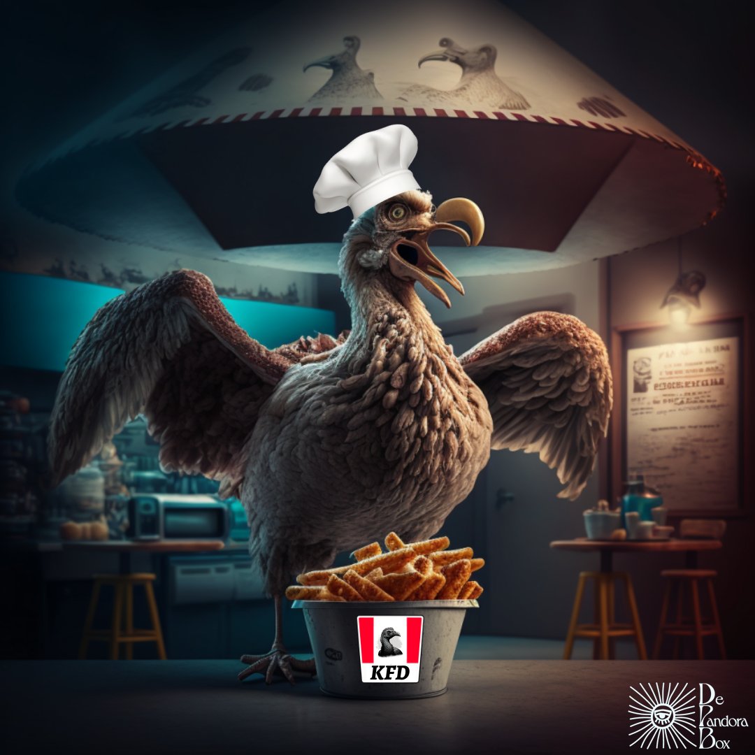 A startup is trying to bring back to life the Dodo Bird 
The company just raised $150M at $1B valuation.
Let’s not forget that the Dodo went extinct precisely because humans were hunting them down for their meat.

#HeadlinesIllustrated #Midjourney #Dodo #KentuckyFriedDodo