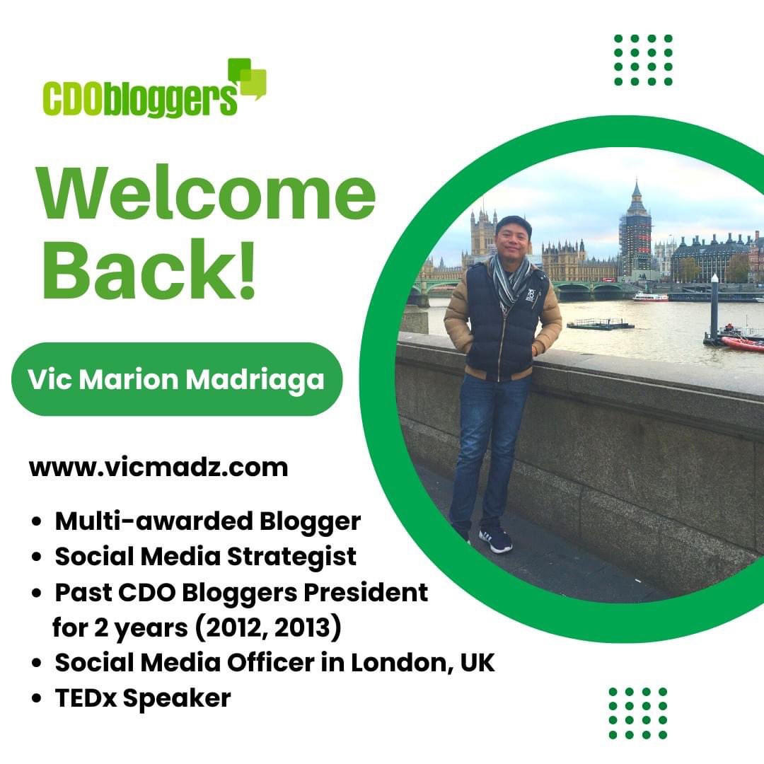 cdobloggers's tweet photo. We would like to give a special shout-out to one of our returnee members this year!
Welcome back, Vic Madriaga!
We're so glad to have you back. πππ
#CDOBloggers #CDOcontentcreators #CDOinfluencers https://t.co/ZlLxBXJOtf