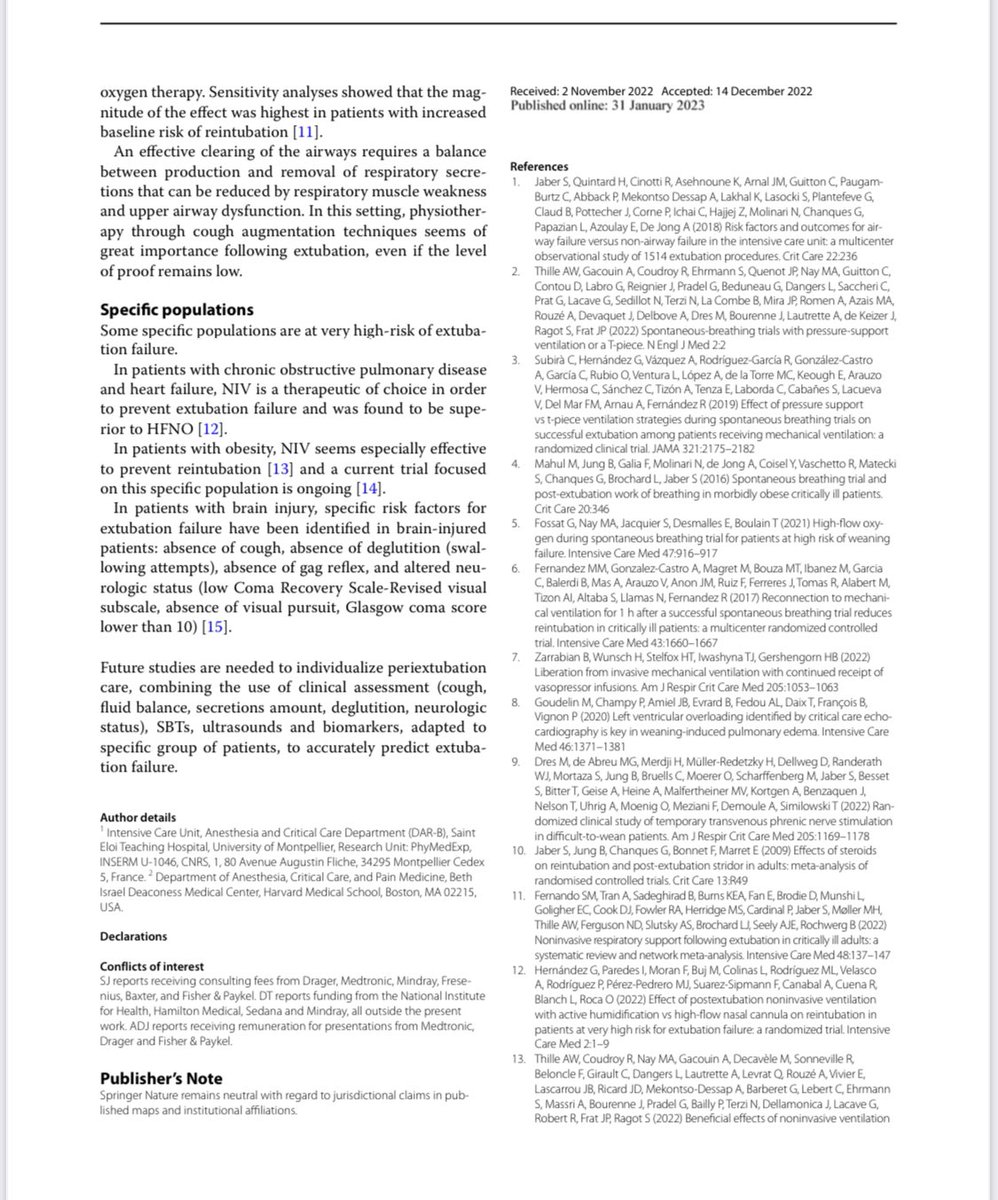 WHAT’S NEW IN INTENSIVE CARE
“How to optimize extubation?” #FOAMcc #FOAMed #EMCCM #MedEd #ICU #AirwayManagement #ExtubationCriteria #CriticalCare 
🔗 rdcu.be/c4BFk