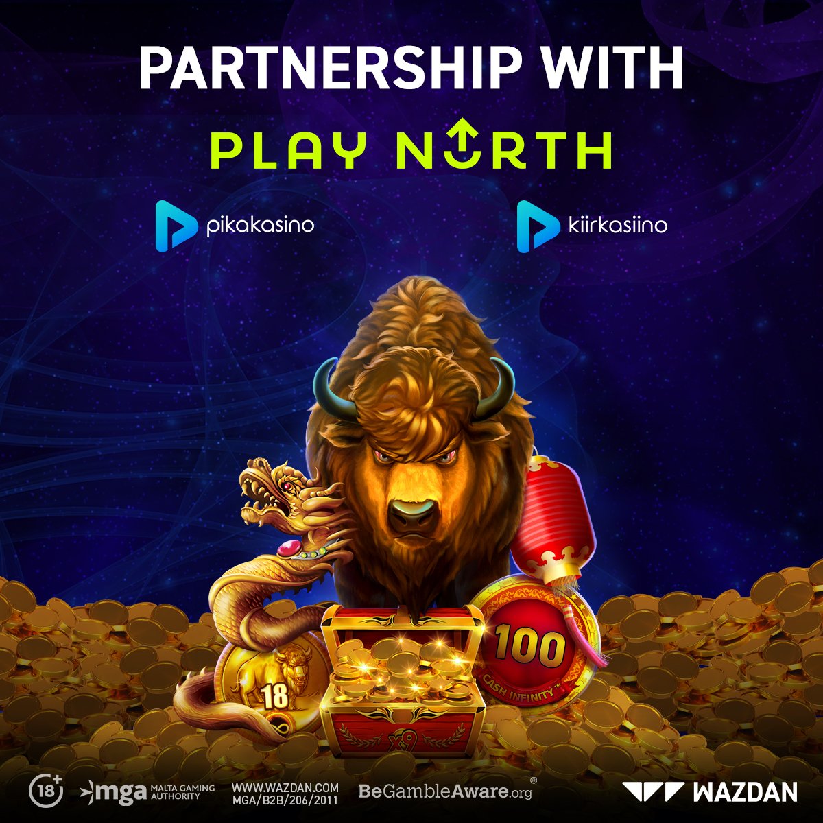 Wazdan and Play North have joined forces! Our top games, including 9 Lions and 9 Coins™, are now available on PlayNorth brands: Pikakasino, Kiirkasiino, and Kansino.

+18 | Play responsibly
