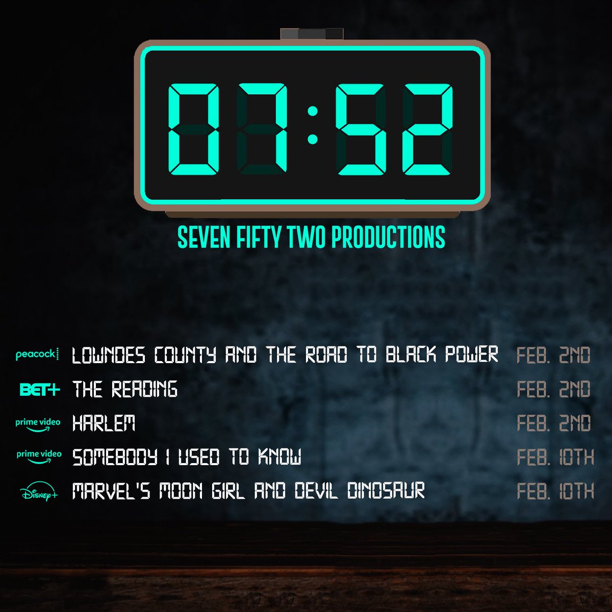 We love highlighting and celebrating Black artists and creatives! Here’s what’s on our screen for February! Save the dates!🎬

#ProductionCompany #BlackWomenProducers #Film #DigitalContent #752pm #752Prodcutions #Writers #Theatre #BlackScreenWriters